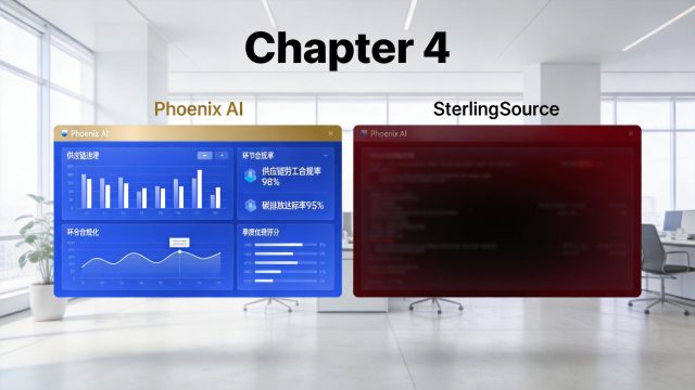 Phoenix AI ethical business system dashboard showing supply chain ethics data - revenge romance chapter 4