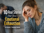 10 Real-Life Stories That Show What Emotional Exhaustion Really Feels Like Woman feeling overwhelmed with emotional exhaustion, reflecting stress and fatigue.