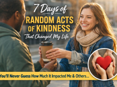 7 Days of Random Acts of Kindness Changed My Life More Than I Expected Person giving coffee to a stranger as part of kindness experiment
