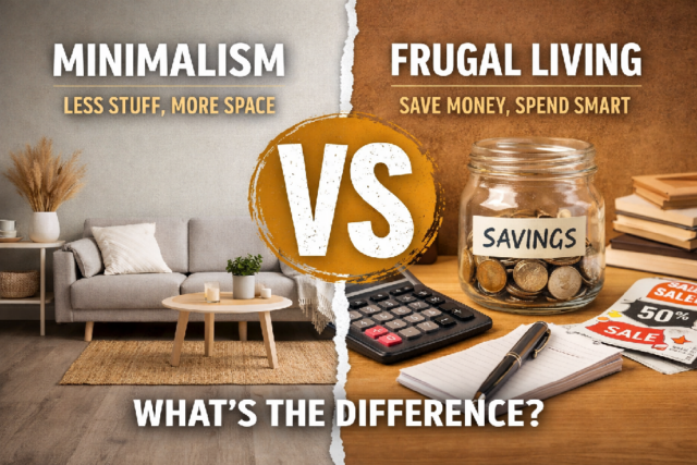 Minimalism vs frugal living comparison in a simple home setting