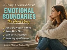 5 Things I Learned About Emotional Boundaries the Hard Way Woman sitting quietly by a window reflecting on emotional boundaries and self-respect