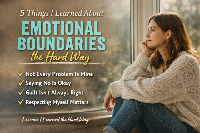 Woman sitting quietly by a window reflecting on emotional boundaries and self-respect