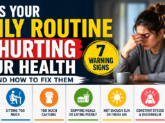 7 Signs Your Daily Routine Is Secretly Damaging Your Health person feeling tired due to unhealthy daily routine